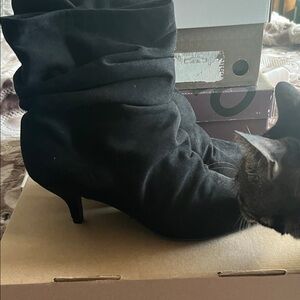 Journee Collection Black Slouch Heeled Boots